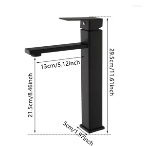 Bathroom Sink Faucets Stainless Steel Black Modern Minimalist Paint Square And Cold Counter Basin Single Hole Faucet