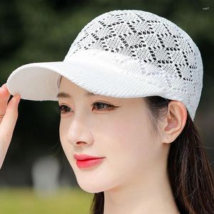 Tappi a sfera sottili cappelli da sole a maglia cavo femminile ragazze in maglia traspirabile berretto da baseball viscere a maglia regolabile cappello da sole anti-uv