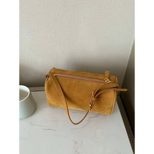 THE ROW 90s suede pencil holder small square bag leather top layer cowhide underarm bag crossbody one shoulder versatile bag IXJC