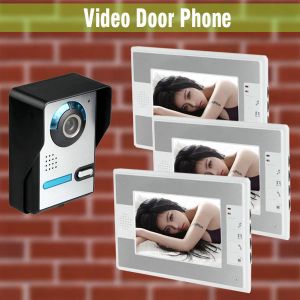 Doorbells 1v3 Video Door Phone Intercom 7 Inch Lcd Monitor Door Wired Video Intercom Door Bell Camera Home Video Intercom System