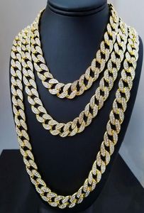 Iced Out Miami Cuban Link Chain Gold Men Gold Men Hip Hop Cowelry 16 pollici 18 pollici 20 pollici 22 pollici 24 pollici 26 pollici 28 pollici 30inch6565440