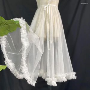 Skirts Summer Sweet Lolita Mesh See Through Skirt Women Cute Curtain Sheer Cover Up Beach Pleated White Yellow Red Pink