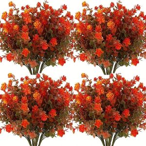 Decorative Flowers 7 Heads Artificial Fall Autumn Plant Fake Floral Decorations For Thanksgiving Christmas Wedding Party Home Garden Decor