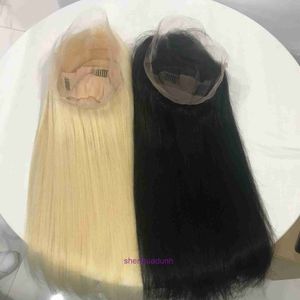 100% Human Hair Full Lace Wigs HD Headband Handwoven Natural Color 613# Composable Wig Set