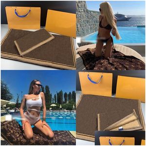 Handduk Stylish Letter Printed Bath Soft Tjock High Quality Handels 80x160cm Pardesigner Jacquard Washcloth för Sport Swimming Beach OTK1B