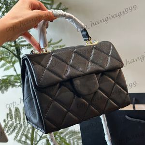 Womens Black Caviar Leather Classic Mini Flap quiltade portfölj Sväska SQAURE Väskor Topphand Totes Gold Chain Crossbody Handväskor stor kapacitet utomhusväska