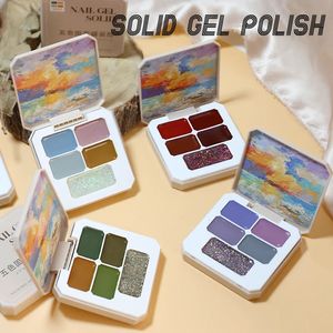 5 färger Solid Nail Glue Jelly Cream Gum Palette Macaroon Manicure Polish Pigment Pudding gel nagellack uv gel glitter gel 240422