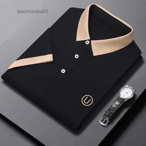 Men's T-Shirts Mens Business Casual Polo Short Sleeved T-shirt Summer Comfortable Breathable Embroidered Cotton TopL2404