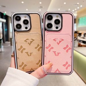 Designer Phone Case per iPhone 15 14 Pro Max Leather, Luxury IPhone Case Wallet 15 14 Plus 13 12 11 Pro per uomini Copertina di portafoglio classica da donna con shock con portate