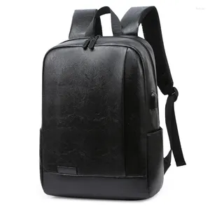 Рюкзак Fashion Pu Кожаная студенческая сумка для подростка черная школьница для мальчика колледжа.