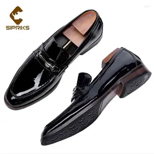 Sapatos casuais sipriks mensagens brilhantes elegantes escorregamento preto em mocassins patentear couro sapato de menino calçados de casamento
