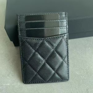 12A Mirror Quality Designer Classic Wallet 8cm Real Leather Calfskin Women Men Black Fashion Clutch Interior Flower Fabric Card Key Pouch Coin Luxury Plaid Purses