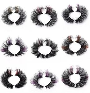 Colored False Eyelashes 3D Fluffy Faux Mink Color Eye Lashes Strip Wipsy Multicolored Fake Lash for Daily Christmas Cosplay Party 7729351