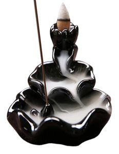 Middle East Ceramic Incense Burner Backflow Incense Stick Holder censer Lotus design aroma Burner Door Gifts Buddhist Decoration4443701