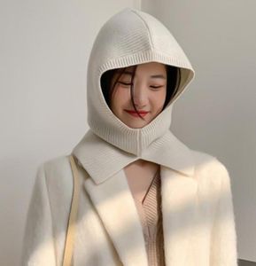 Beanieskull Caps Korea Ins beanies Hat NeckBib One Balaclava Knitte Women Warm Fashion Autumn Winter Ear Protection1090926