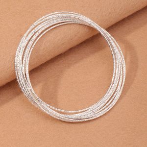 Strands Exquisite Bling 10 Layers Circles Tiny Fine Bracelets & Bangles for Women Simple Silver Color Charm Matte Cuff Wrap Armband
