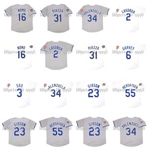 Kob Vintage La Baseball 1981 Lasorda Jersey Kirk Gibson Orel Hershiser Fernando Valenzuela Hideo Nomo Steve Steve Garvey Jackie 50th Patch