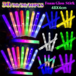 Party Decoration 10sts LED Glow Foam Stick Cheer Tube Färgglada ljus i Dark Birthday Wedding Festival levererar lysande pinnar