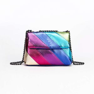 Projektantka torba crossbordbow -tęcza worek kontrastujący kolorowy łańcuch crossbody torba na ramię Cyx042403