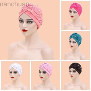 Hijabs Africano Headwrap Chefe de feminino envolve a Índia Hat Hijabs Cap Women Women Badyd Turban Bonnet Soild Color Cotton Turban Hat Interior Hijab Cap D240425