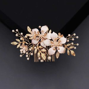 Wedding Hair Jewelry Fashion Flower Hair Comb Clips for Women Accessories Prom Gold Color Pearl Bridal Wedding Hair Jewelry Bride Headpiece d240425