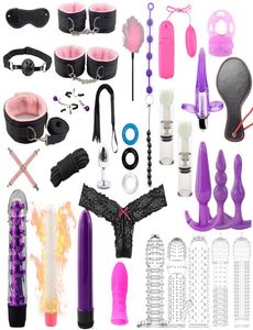 35 PCSSet Toys for Adults Sex Products BDSM Sex Bondage Set Handbojor Dildo Vibrator Whip Erotic Adult Game Sex Toys for Women Y24389811