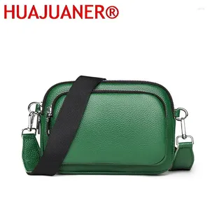 Estilo de cordão de cordão de couro genuíno ombro crossbody women women 3 camadas pequena bolsa de moda de celular casual feminino