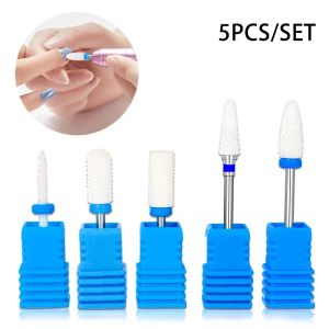 Bits 5PCS/Set Ceramic Carbide Tungsten Nail Drill Bits For Electric Drill Manicure Pedicure Tools Nail Drill Machine Accessories Blue