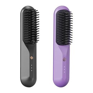 Comb Hair Straightener Cordless Brush USB Rechargeable Straightening with 3D Tooth 240424