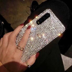 Casos de telefone celular Case de telefone celular de cristal de glitter de luxo para Samsung Note 20 10 5G Galaxy S23 Ultra S22 Plus S21 Fe S20 Bling Mobile Cover 240423