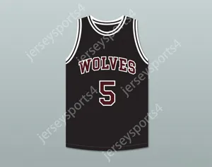 Custom Qualquer nome Número Mens Youth/Kids Hakim 5 Wolves High School Black Basketball Jersey Top Stitched S-6xl