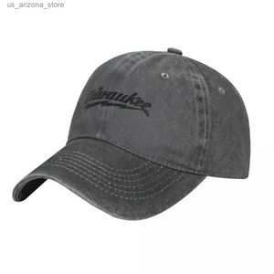 Top Caps M-Milwaukees Denim Beyzbol Kapağı Popüler Gym Truck Cap Spring Direct Mens Estetik Tasarım Toka Kapağı Q240425