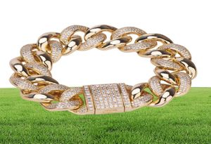 Męskie złote bransoletki luksusowy projektant mrożona bransoletka bioder biżuteria Bling Diamond Cuban Link łańcuch Charm Bangle Styl Modna Moda New2894557