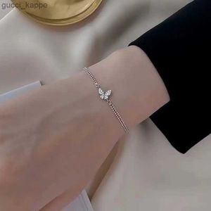 Beaded Luxury Shining Zircon Butterfly Armband för kvinnor Anti-allergisk silverfärgkedja Armband Valentines Day Gift Designe Jewelry