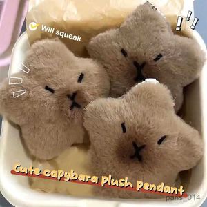 Stuffed Plush Animals Capybara Plush Doll Star Squeak Toy Cartoon Star Keychain Pendant Soft Stuffed Doll Backpack Car Bag Key Ring Decor Kid Gift