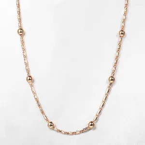 Anhänger Halskette 585 Roségolden -Farben Perlen Satelliten Halskette für Frauen Girls Ball Link Kette 50 cm 60 cm Großhandel Schmuck Geschenke HCN46