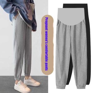 Maternity Bottoms Autumn Sports Casual Cotton Maternity Pants Loose Straight Jogger Trousers Clothes for Pregnant Women PregnancyL2404