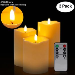 3pcs/Set Fernbedienung LED Flameless Candle Lights Jahr Kerzen Batterieantrieb LED TEA Ostern mit Verpackung 240417