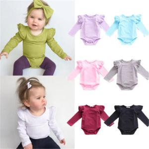 Endelar nyfödda baby rompers pojkar flickor godis färg långa ärmar onepiece kläder baby kläder jumpsuit barn kostym