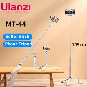 Tripods Ulanzi MT44 1.46M Selfie Stick Tripods Tripod'u Kameralar için Telefon Kelepçesi ile Tripod Samsung iPhone Huawei Xiaomi Stand