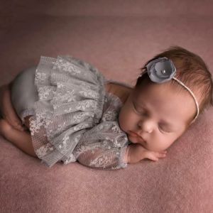 Photography C9GB 3Pcs Newborn Photography Props Baby Girl Lace Dress Infant Toddler Photo Props Headdress Outfits