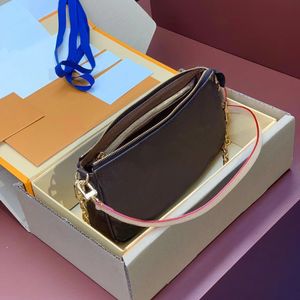 12A Upgrade Mirror Quality Designer Pochette Bag Small 23.5cm Zipper Hobo Purse Womens Coated Canvas Handbag Fashion Purse Shoulder Box Bag With Gold Chain