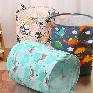 Bolsas de armazenamento Imprimir cesta de lavanderia portátil Saco caseiro caseiro cesto de linho de algodão para crianças brinquedos de roupas sujas