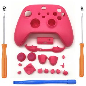 Case Pink Set completo Custodia per la shell per l'alloggiamento per Xbox Serie XBox Serie X/ S Controller Rails laterale Piatto di copertura W/ Pulsanti