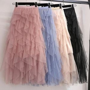 Skirts Casual Womens Solid Ball Gown Skirt Tulle High Waist Pleated Tutu Ladies Wild Mesh Dating Drop