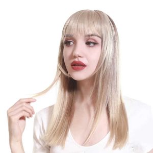 Wig Synthetic Fin Clipe Invisible Bangs Qi de meia-idade