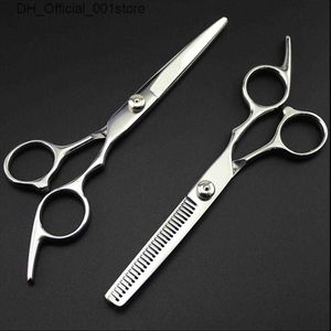 Hair Scissors 6 customized silvery hairdressing scissors factory price cutting scissors thinning shears professional human hair scissors gift Q240425