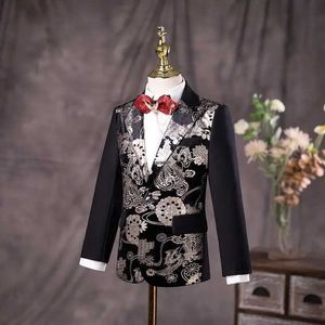 Anzüge Hochzeitsanzug für Jungen Kinder formelle Jakcet Hosen 2pcs Geburtstagsanzug Kinder Foto Kleid Teenager Performance Show Kostüm