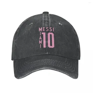 Ball Caps Futbol Beyzbol Pembe Messis Merch Unisex Style Retro Sıkıntılı Yıkanmış Futbol Güneş Kapağı