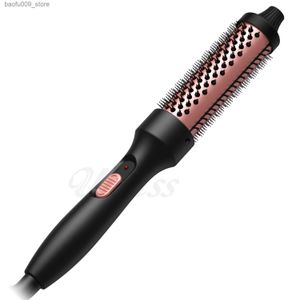 Curling Irons Double PTC heated curly iron brush anti shrink hair comb immediately heated ceramic ion curling rod Q240425